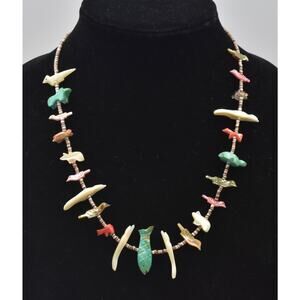 Vintage Native American Zuni Handcrafted Animal Fetish Necklace